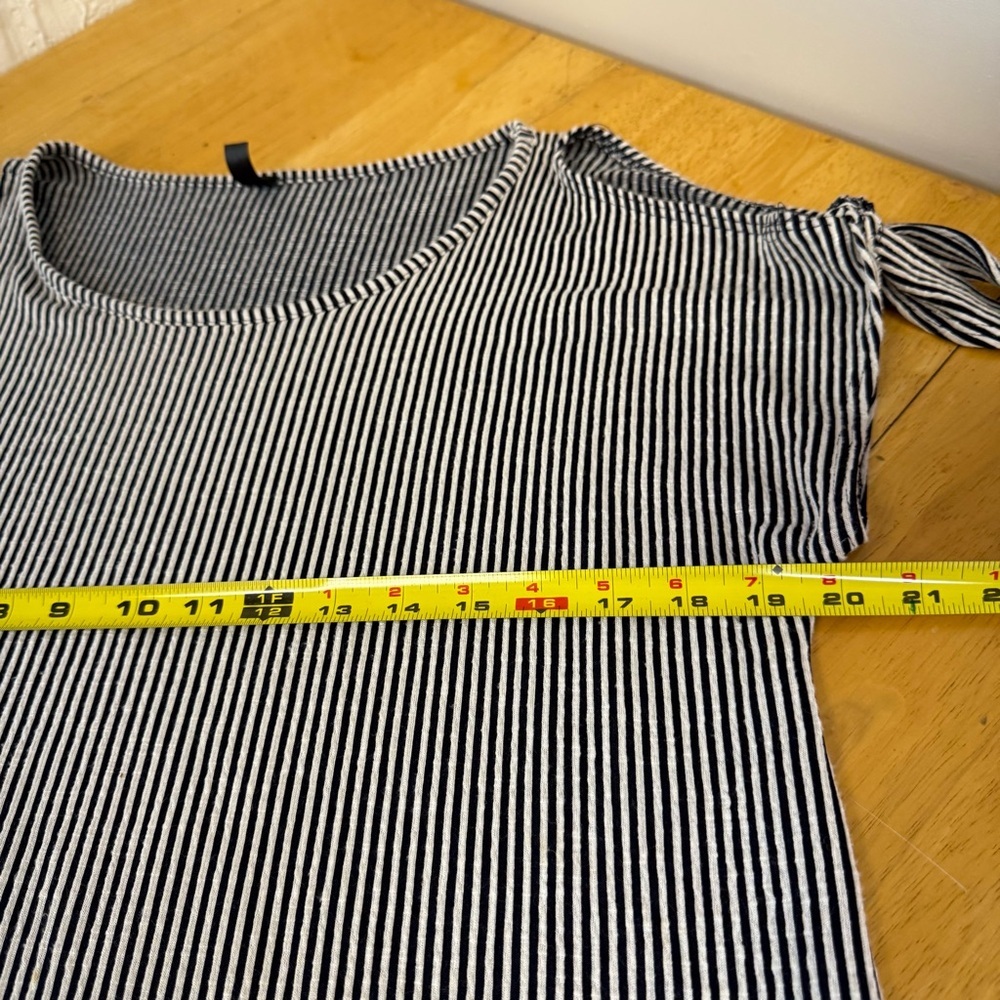 Ava James Womens Top Large Blue/white Striped Cold Shoulder - Picture 7 of 8